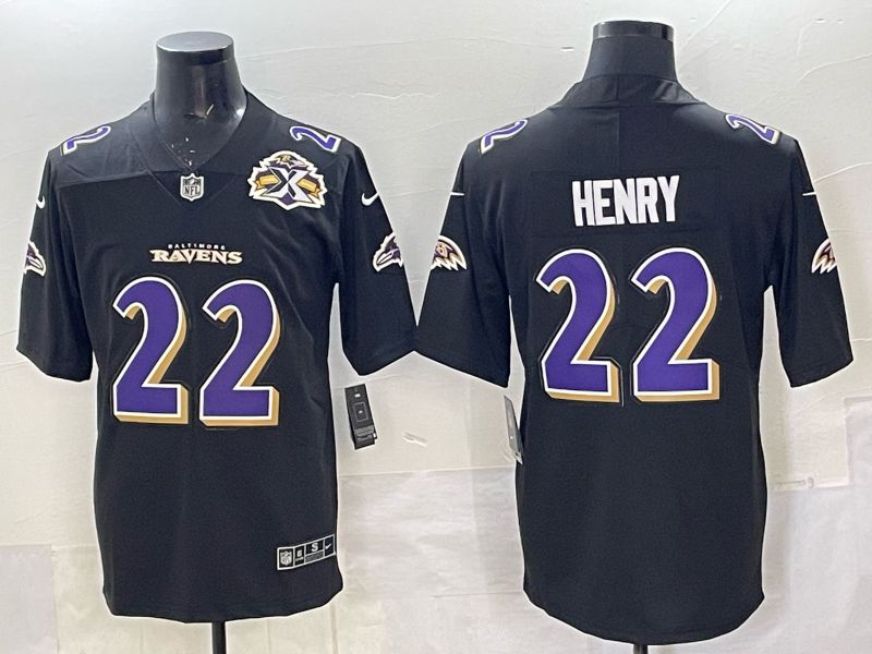 Men 2025 Nike Baltimore Ravens #22 Henry Black Limited NFL Jersey style 013